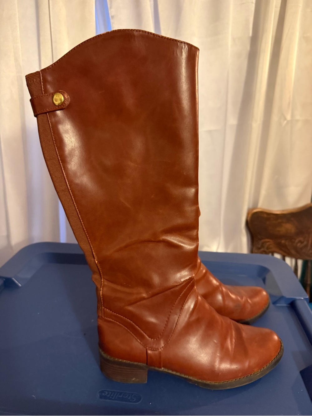Classic Tall Leather Riding Boots - Brown